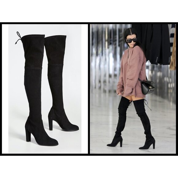 đź’•STUART WEITZMANđź’• Highland Suede Over-the-Knee Boots ~ Black 7.5 - Picture 3 of 16